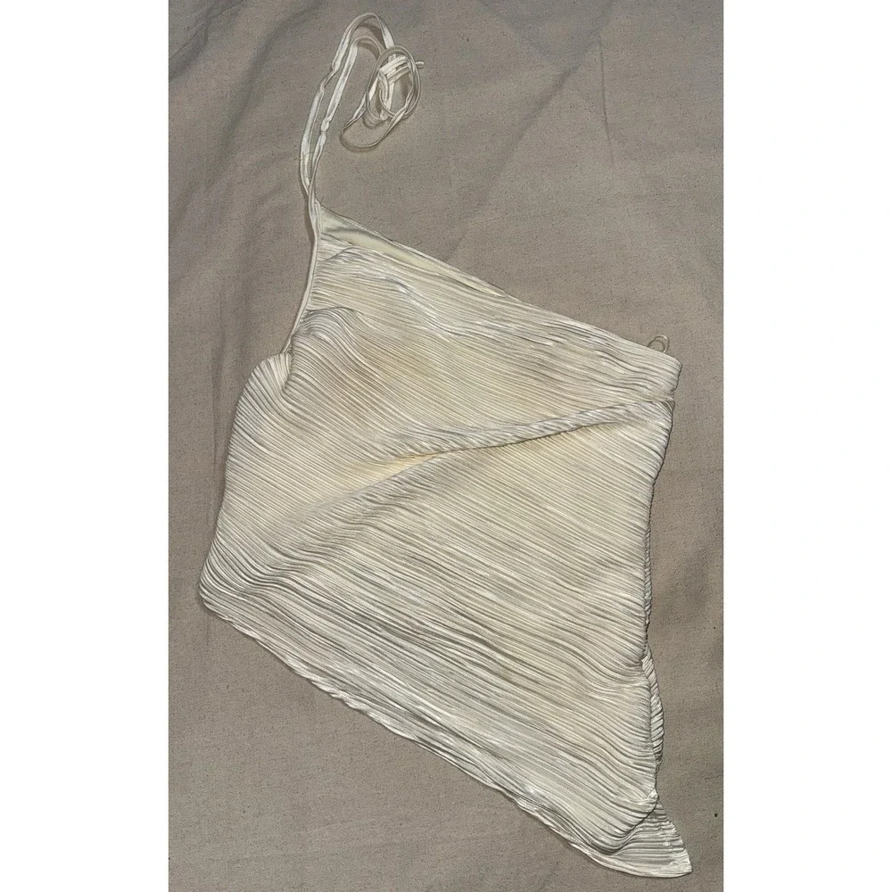 Skylar Rose ASOS Women's M Cream Set Outfit One Shoulder Top‎ Wide Leg Pants